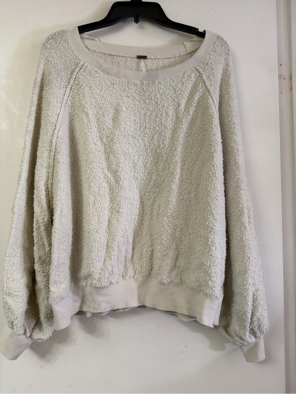 Free People Cream Bouclé Scoop Neck Sweater